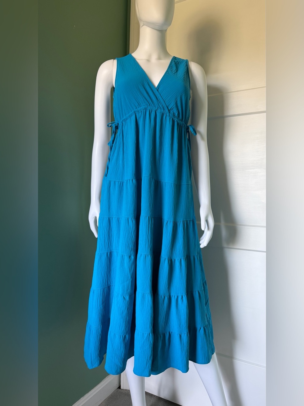 Max Studio London Sleeveless Tiered Maxi Dress In Lapis